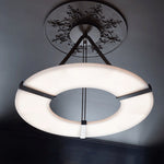 Alabaster Halo Pendant Light – Black & White LED Chandelier by Dalmivik, product or room detail view
