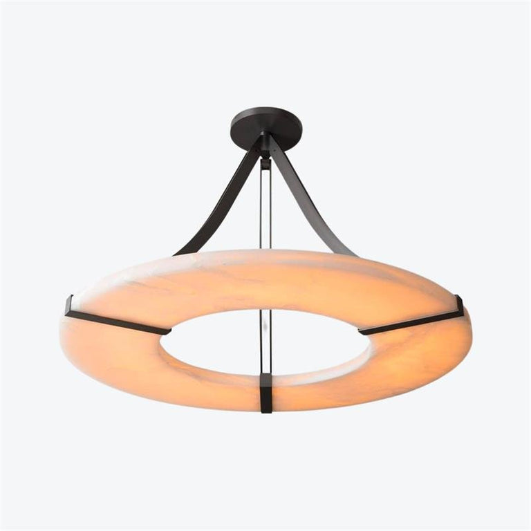 Alabaster Halo Pendant Light – Black & White LED Chandelier by Dalmivik, product or room detail view