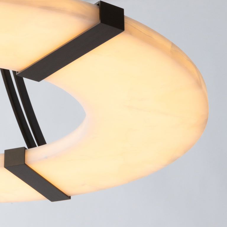 Alabaster Halo Pendant Light – Black & White LED Chandelier by Dalmivik, product or room detail view