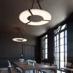 Alabaster Halo Pendant Light – Black & White LED Chandelier by Dalmivik, product or room detail view