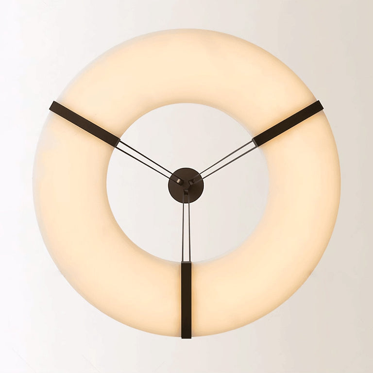 Alabaster Halo Pendant Light – Black & White LED Chandelier by Dalmivik, product or room detail view