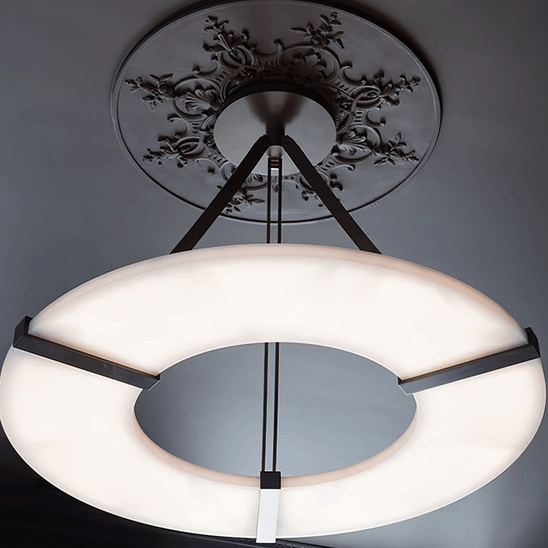 Alabaster Halo Pendant Light – Black & White LED Chandelier by Dalmivik, product or room detail view