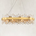 Crystal Ribbon Oval Chandelier, 36 in - brushed brass complete fixture