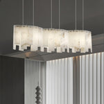 Alabaster Pendant Lamp with Gold & White Finish by Dalmivik, complete fixture view