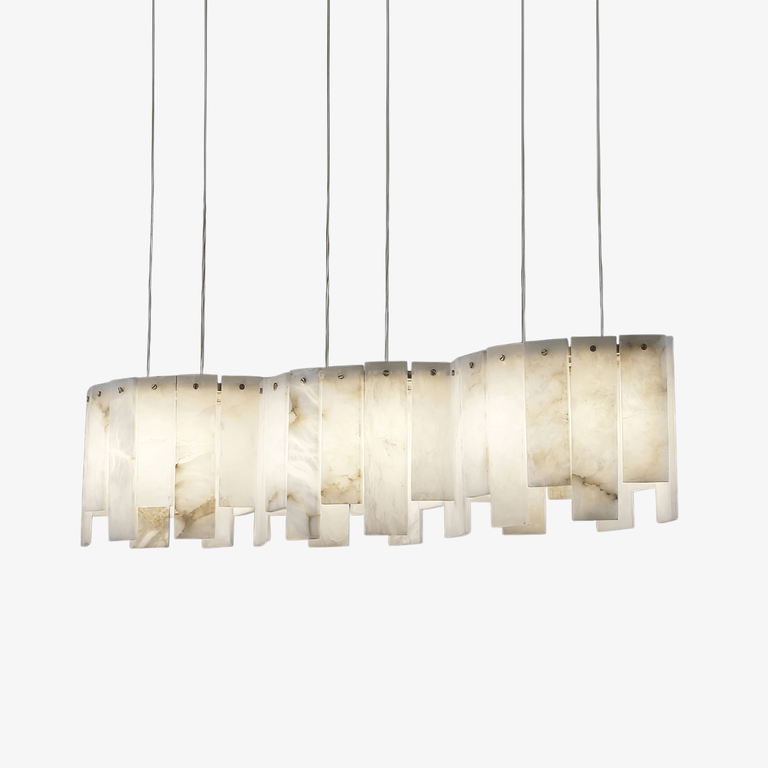 Alabaster Pendant Lamp with Gold & White Finish by Dalmivik, product or room detail view