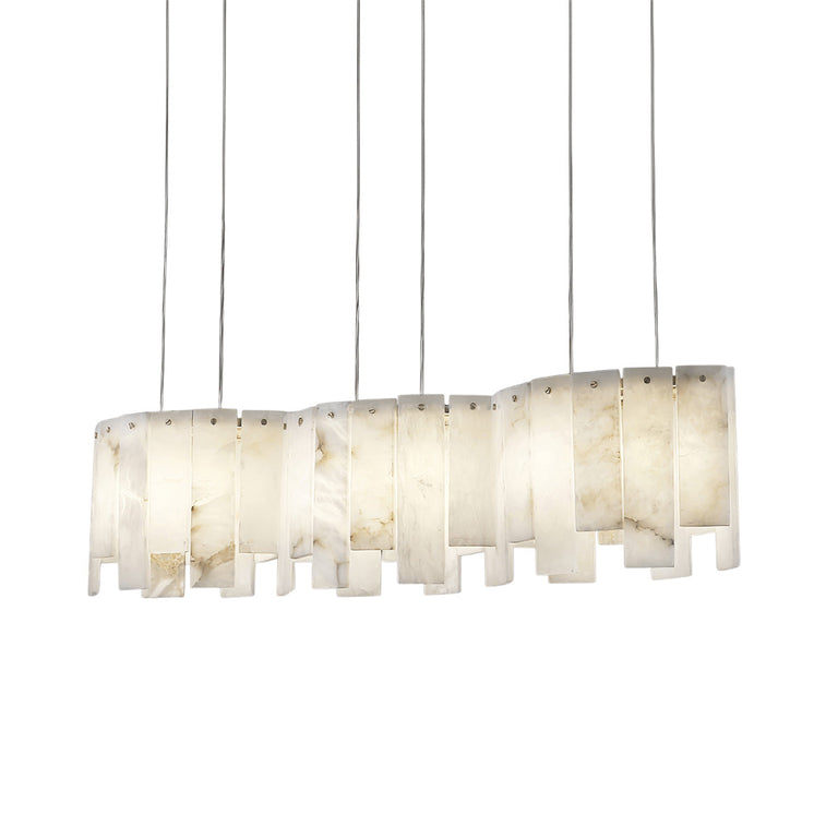 Alabaster Pendant Lamp with Gold & White Finish by Dalmivik, complete fixture view