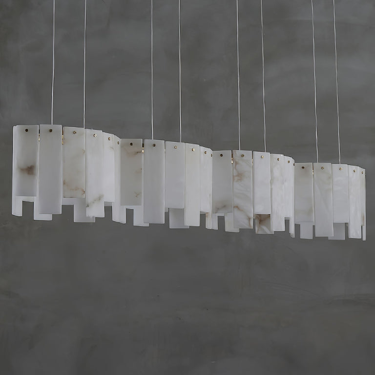 Alabaster Pendant Lamp with Gold & White Finish by Dalmivik, product or room detail view