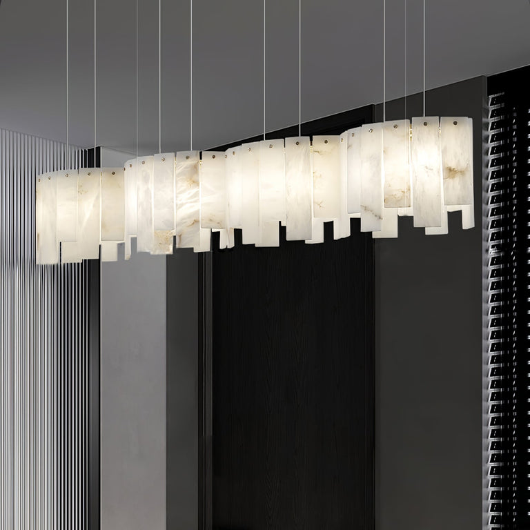 Alabaster Pendant Lamp with Gold & White Finish by Dalmivik, product or room detail view