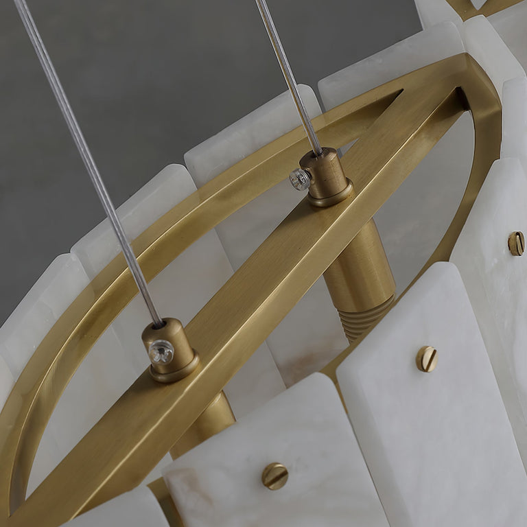 Alabaster Pendant Lamp with Gold & White Finish by Dalmivik, product or room detail view