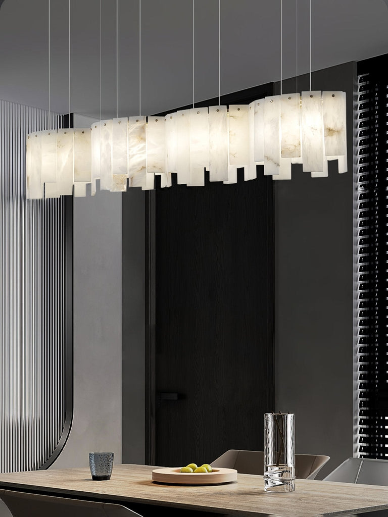 Alabaster Pendant Lamp with Gold & White Finish by Dalmivik, product or room detail view