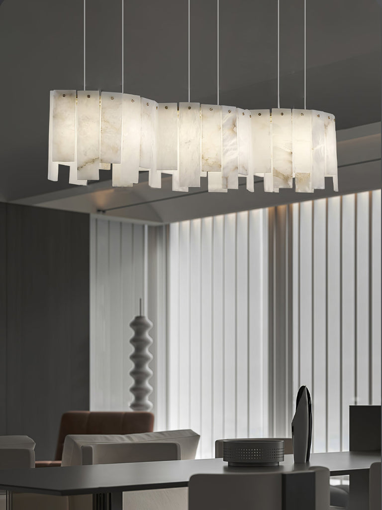 Alabaster Pendant Lamp with Gold & White Finish by Dalmivik, product or room detail view