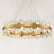 Crystal Ribbon Round Chandelier, 40 in - brushed brass complete fixture