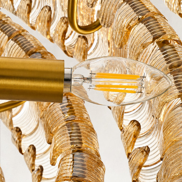 Lamp holder and amber fluted-glass detail.