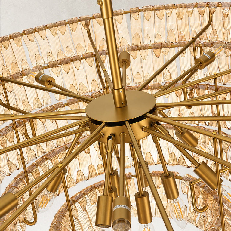 Inner support frame of the amber glass chandelier.
