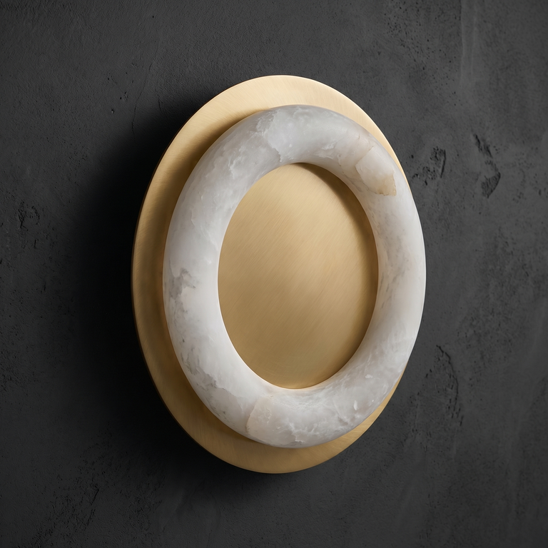 Anello Modern Alabaster Ceiling Light by Dalmivik, complete fixture view