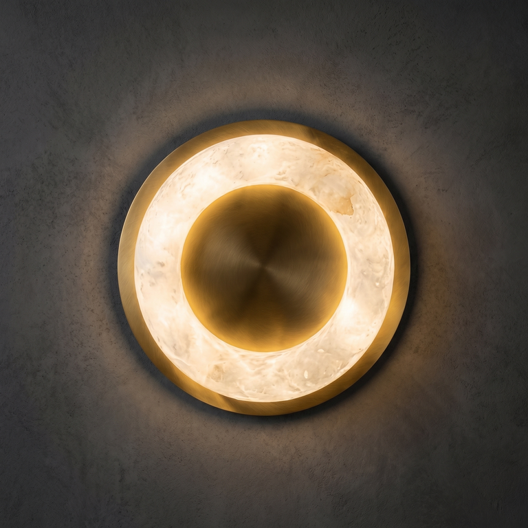 Anello Modern Alabaster Ceiling Light by Dalmivik, complete fixture view