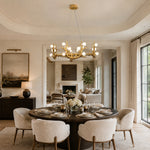 Antler ring above round dining table