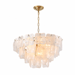Aureate Cascade Murano-Style Glass Tile Chandelier, complete fixture