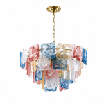 Aureate Cascade Murano-Style Glass Tile Chandelier, complete fixture