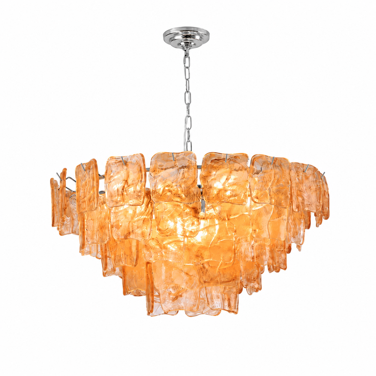 Aureate Cascade Murano-Style Glass Tile Chandelier