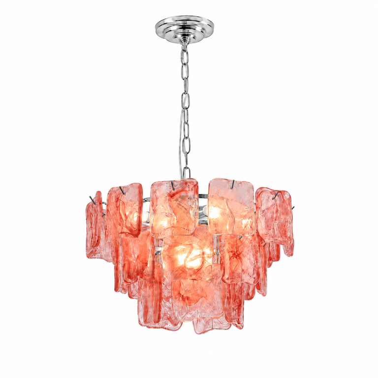 Aureate Cascade Murano-Style Glass Tile Chandelier