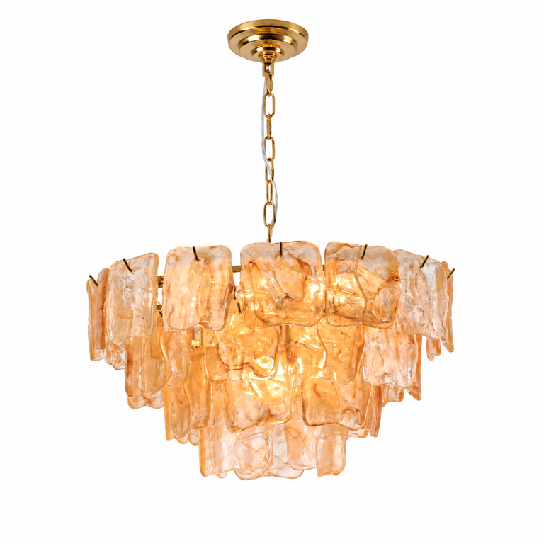 Aureate Cascade Murano-Style Glass Tile Chandelier
