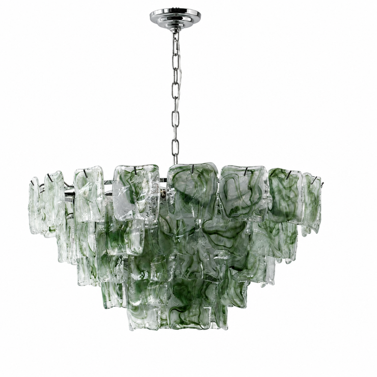 Aureate Cascade Murano-Style Glass Tile Chandelier