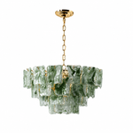 Aureate Cascade Murano-Style Glass Tile Chandelier