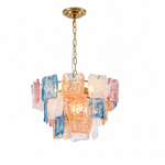 Aureate Cascade Murano-Style Glass Tile Chandelier