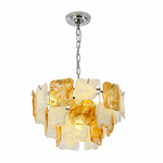 Aureate Cascade Murano-Style Glass Tile Chandelier