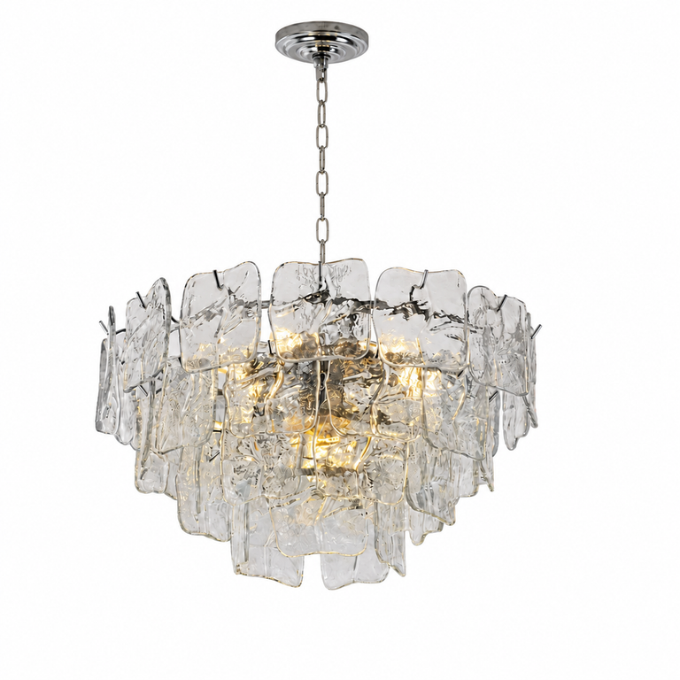 Aureate Cascade Murano-Style Glass Tile Chandelier