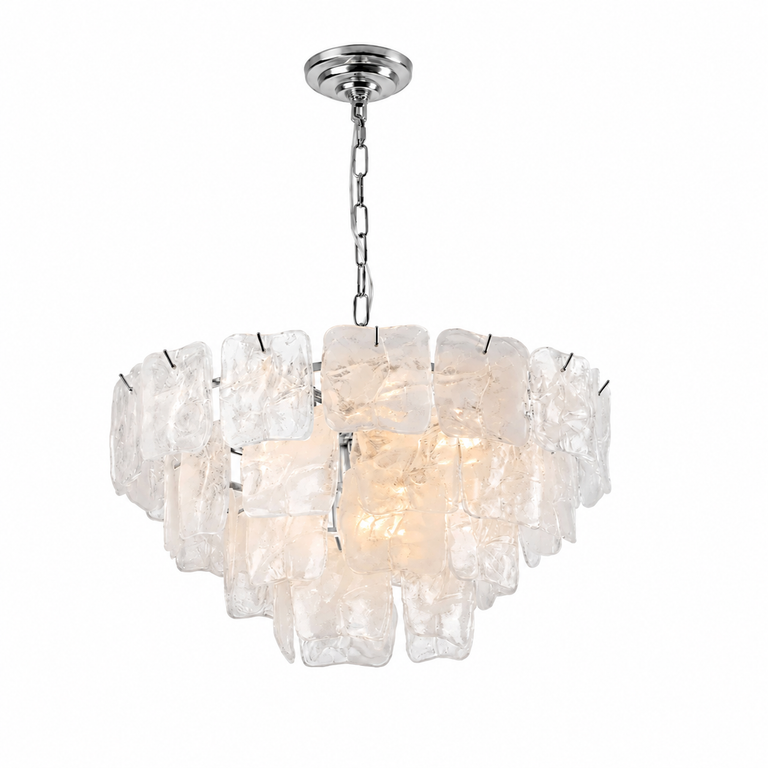 Aureate Cascade Murano-Style Glass Tile Chandelier