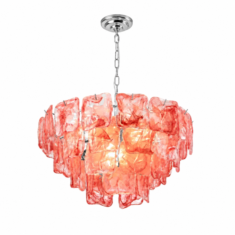 Aureate Cascade Murano-Style Glass Tile Chandelier