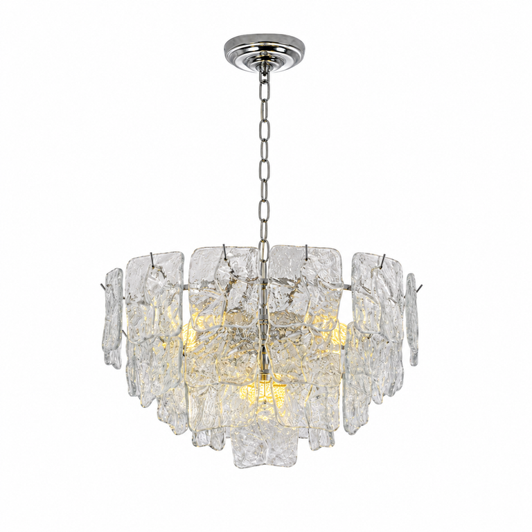Aureate Cascade Murano-Style Glass Tile Chandelier