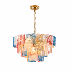 Aureate Cascade Murano-Style Glass Tile Chandelier