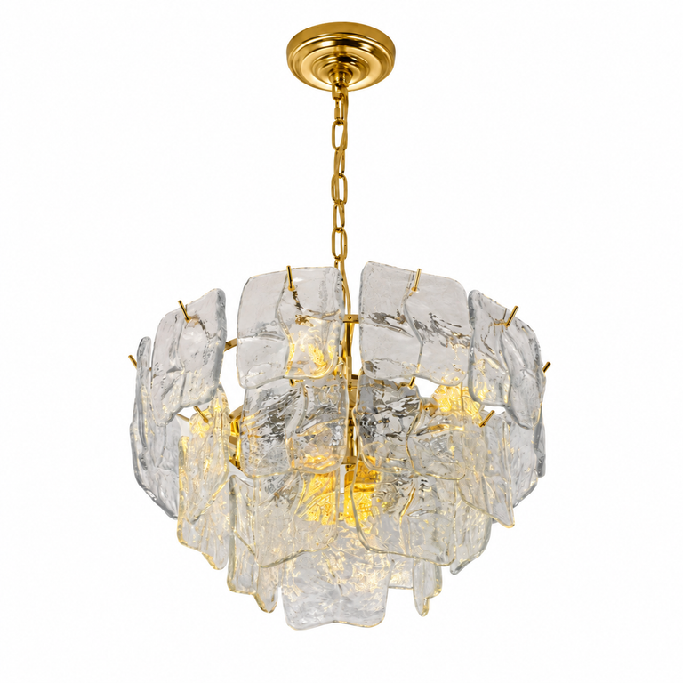 Aureate Cascade Murano-Style Glass Tile Chandelier