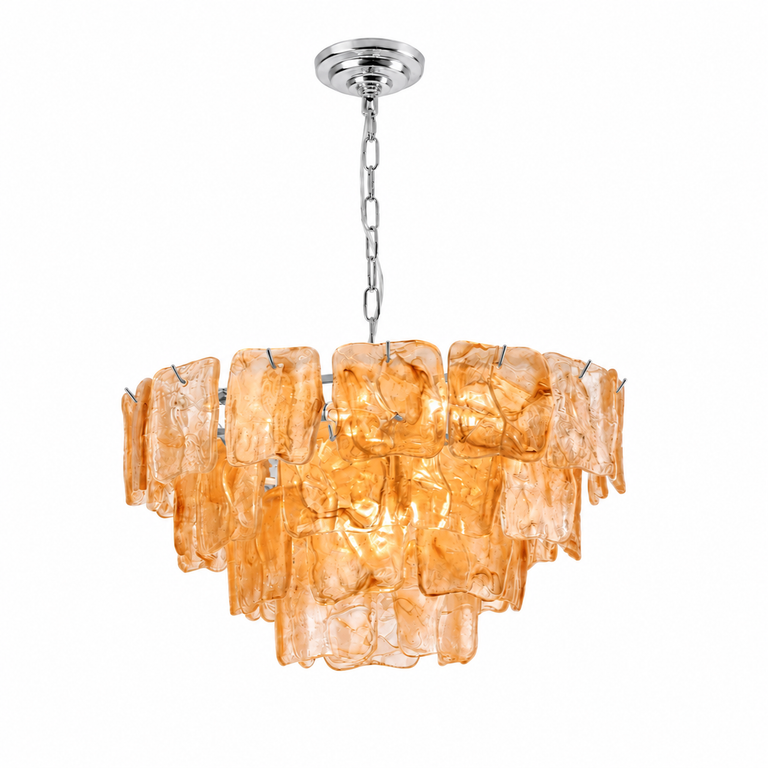 Aureate Cascade Murano-Style Glass Tile Chandelier
