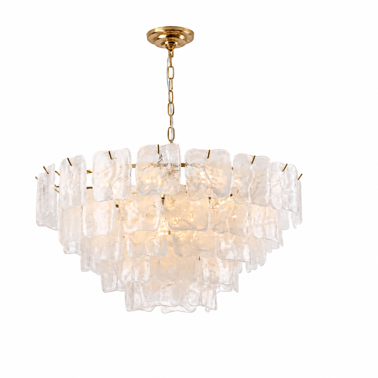 Aureate Cascade Murano-Style Glass Tile Chandelier