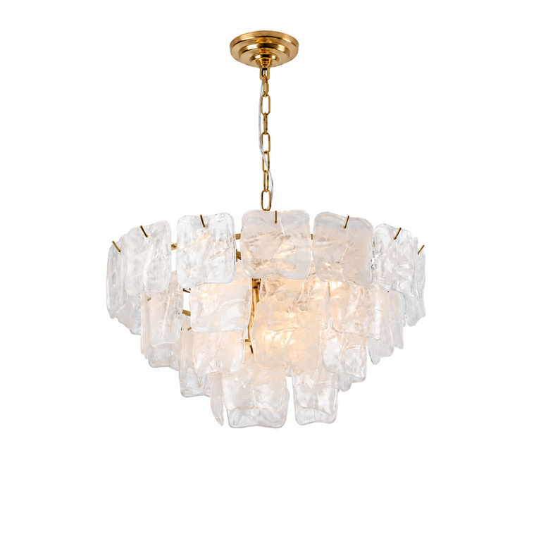 Aureate Cascade Murano-Style Glass Tile Chandelier