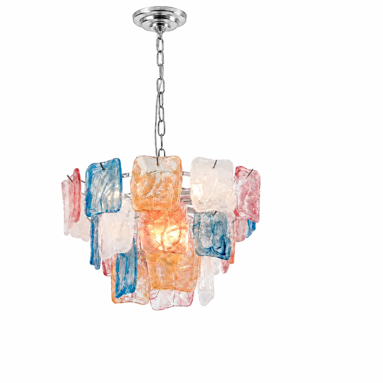 Aureate Cascade Murano-Style Glass Tile Chandelier