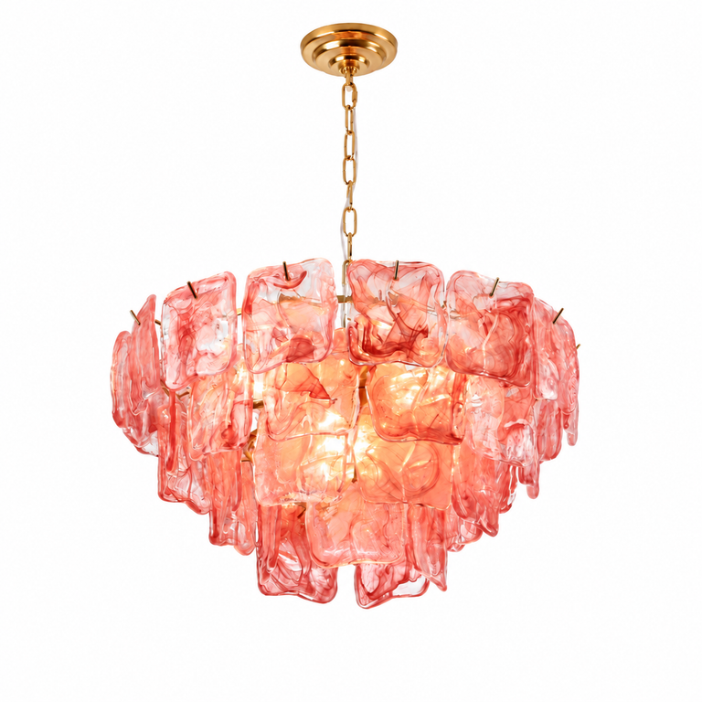 Aureate Cascade Murano-Style Glass Tile Chandelier