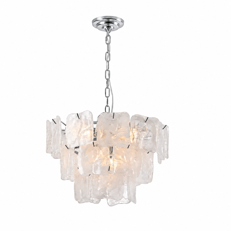 Aureate Cascade Murano-Style Glass Tile Chandelier