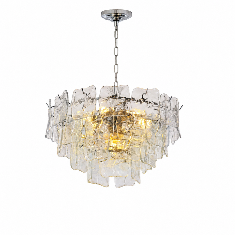 Aureate Cascade Murano-Style Glass Tile Chandelier