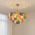 Aureate Cascade Murano-Style Glass Tile Chandelier