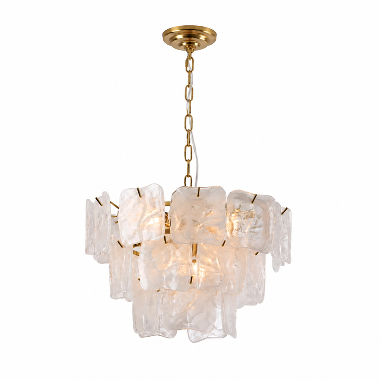 Aureate Cascade Murano-Style Glass Tile Chandelier
