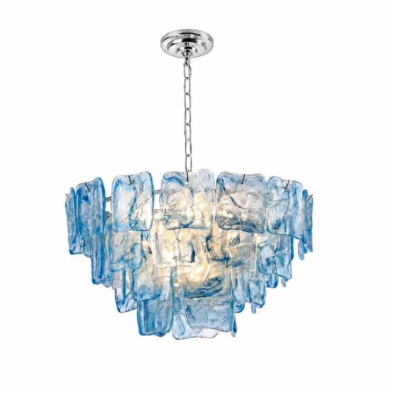 Aureate Cascade Murano-Style Glass Tile Chandelier