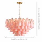 Aureate Pearl Glass Petal Chandelier dimension and specification diagram