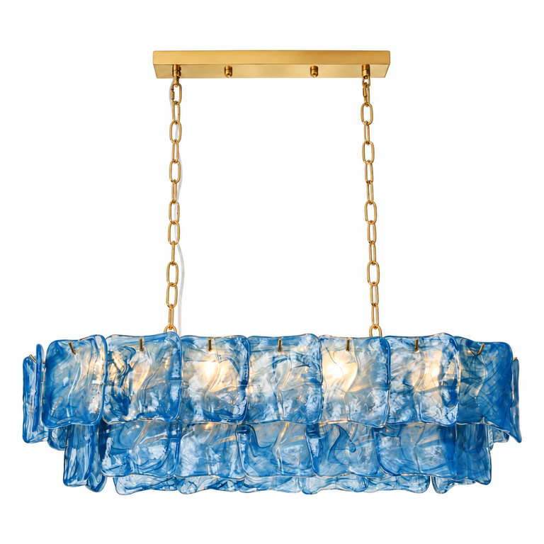 Aurevia Murano-Style Linear Art Glass Chandelier, complete fixture