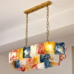 Aurevia Murano-Style Linear Art Glass Chandelier, complete fixture