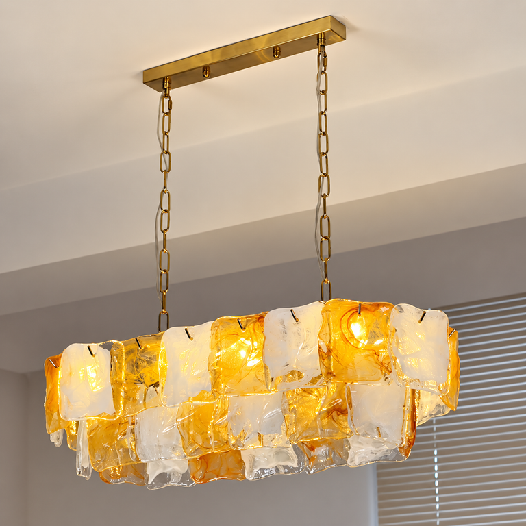 Aurevia Murano-Style Linear Art Glass Chandelier, complete fixture